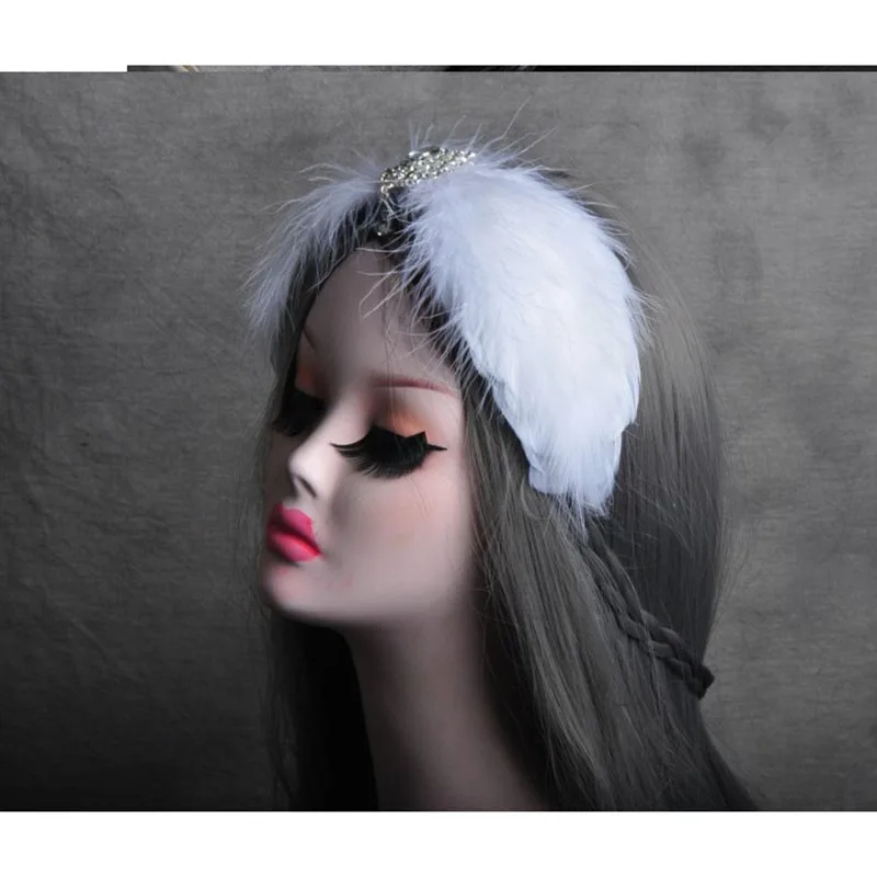 

White Feather Headpiece Trending Female Bride Ancient-Style Stage Performance Exaggerated Hanfu Ethnic Hairband