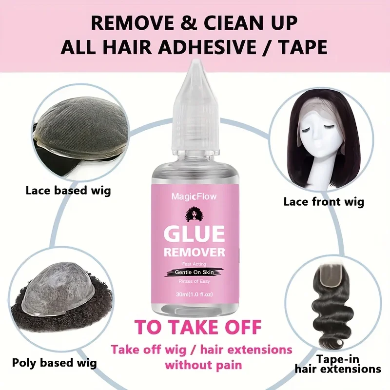 Dispositivo per la rimozione della colla per pizzo per parrucche da 30 ml/1,0 fl.oz - Dispositivo per la rimozione dell'adesivo rapido e delicato |   Sicuro, senza residui, facile da pulire |   Sistema non grasso per parrucche