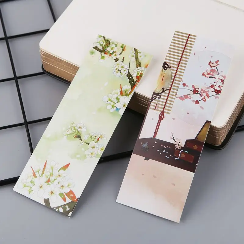 2024 New 30pcs for Creative Chinese Paper Bookmarks Painting Cards Retro Beautiful