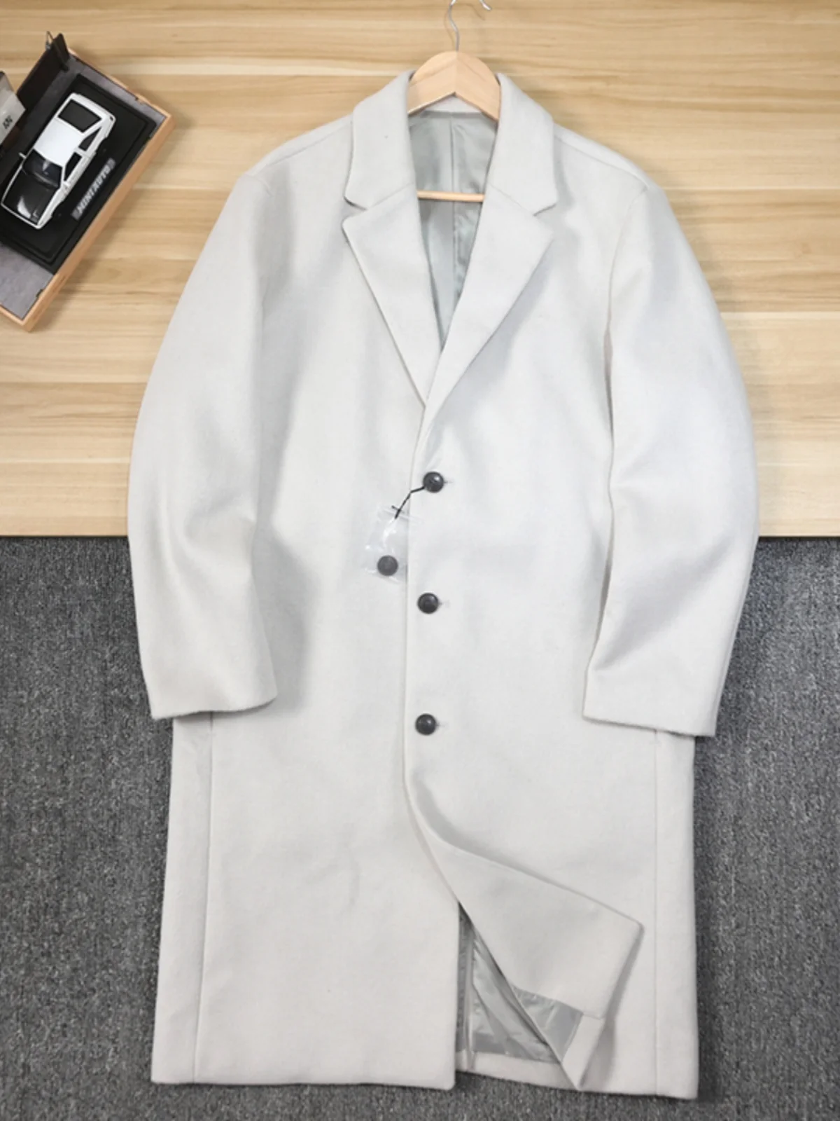 

Высококачественное мужское шерстяное зимнее пальто, классический повседневный однобортный корейский костюм средней длины, однотонный костюм Jaet