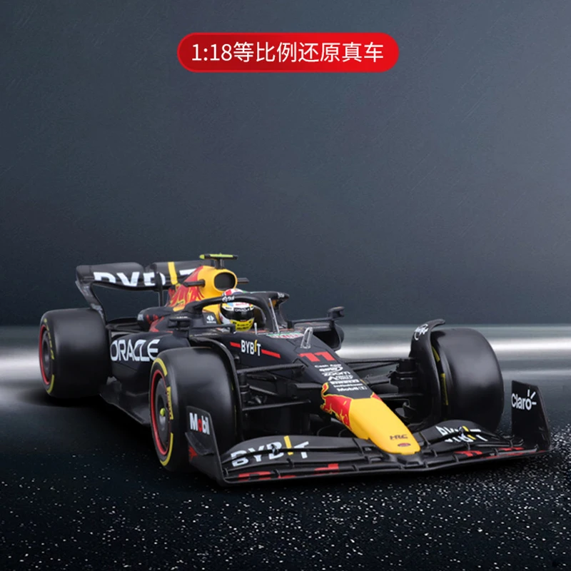 Burago-coche de carreras de TORO ROJO, modelo 1:18 F1, versión Regular 2023, RB19 #1 Verstappen #11 Perez, coche de aleación, juguete fundido a