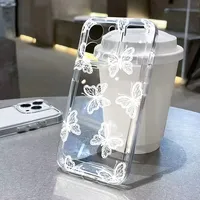Butterfly Flower Soft Silicone Phone Case For iPhone 16 15 14 Pro Max 13 12 11 XS X XR 7 8 Plus 16 Clear Shockproof Bumper Cover