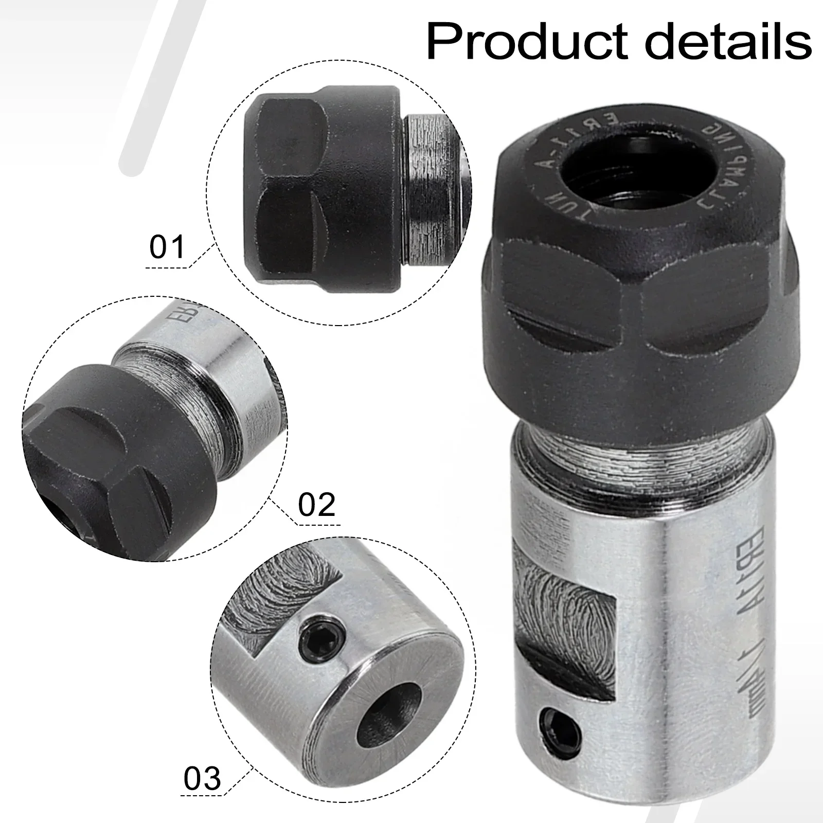 

6.35mm 1/4" ER11 Collet Chuck Tool Holder CNC Milling Motor Shaft Extension Rod Metal Tool Accessories