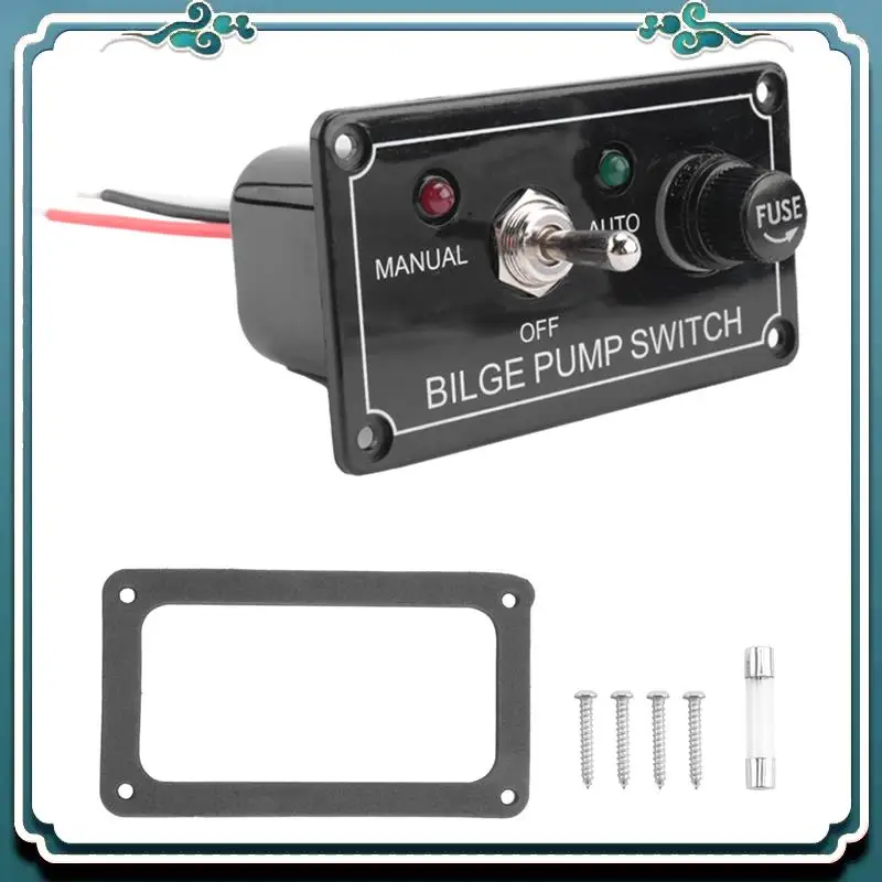 Premium DC 12V Fused Marine Bilge Pump Switch Panel With LED Indicator Light Manual/Off/Auto 3-Way Toggle Switch