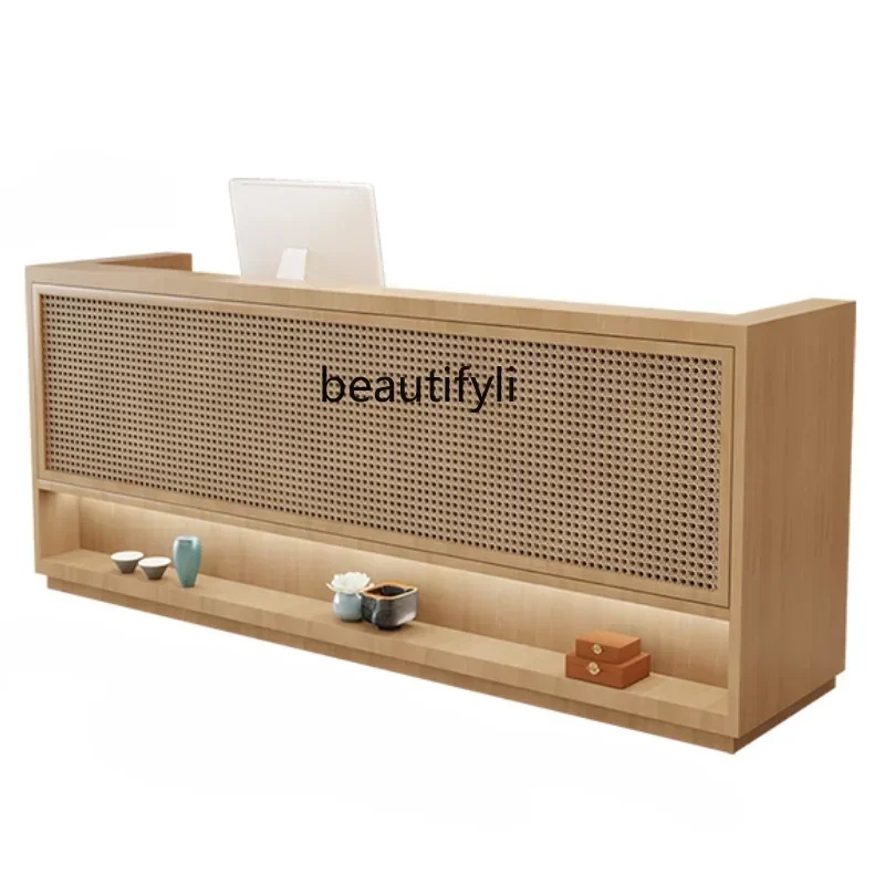 G8578 Rattan Clothing Store Cashier Bar Counter B & B Restaurant Bar Counter Reception Desk
