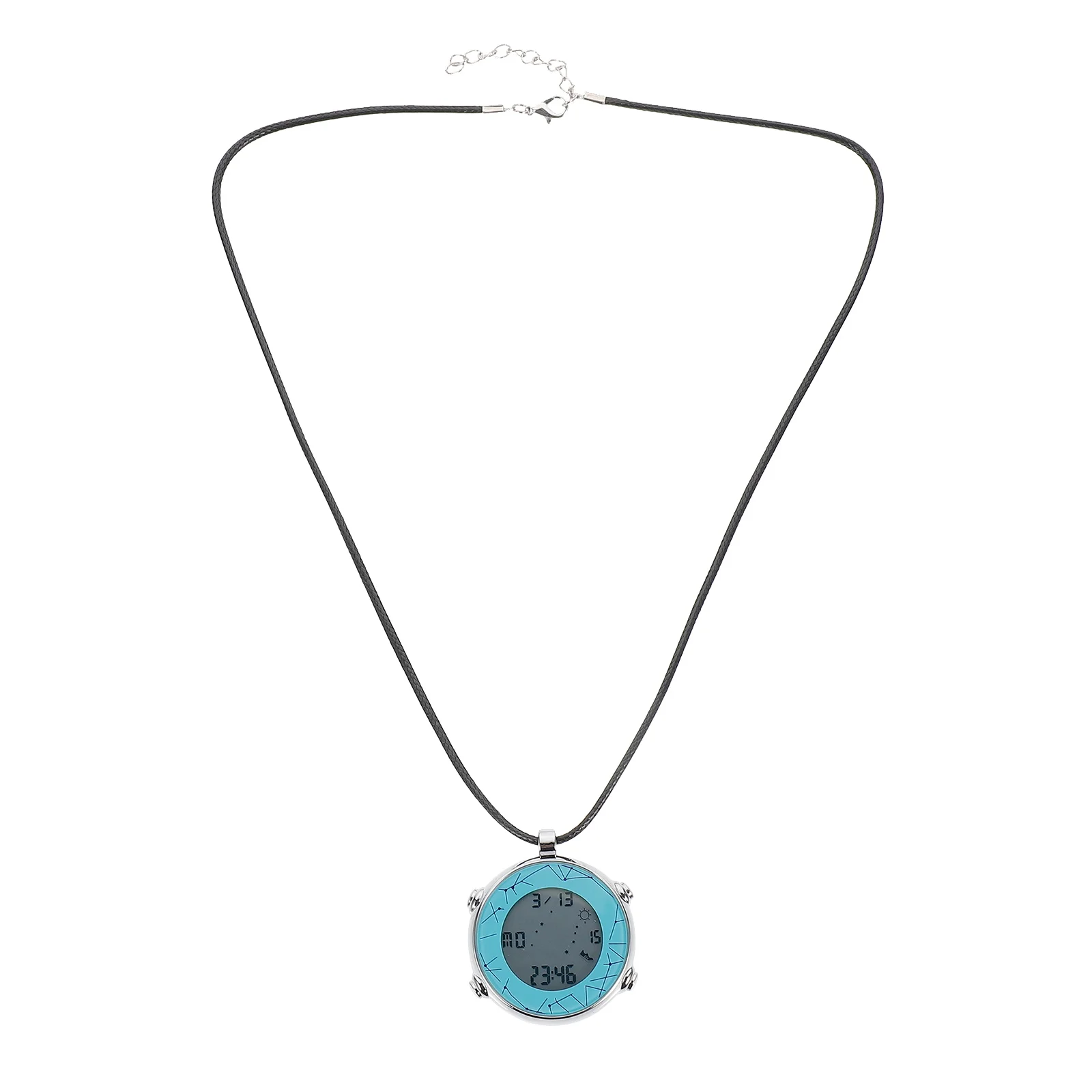 

Silver Electronic Hanging Pocket Watch Digital Carabiner Sky-blue Glass Small Nurse
