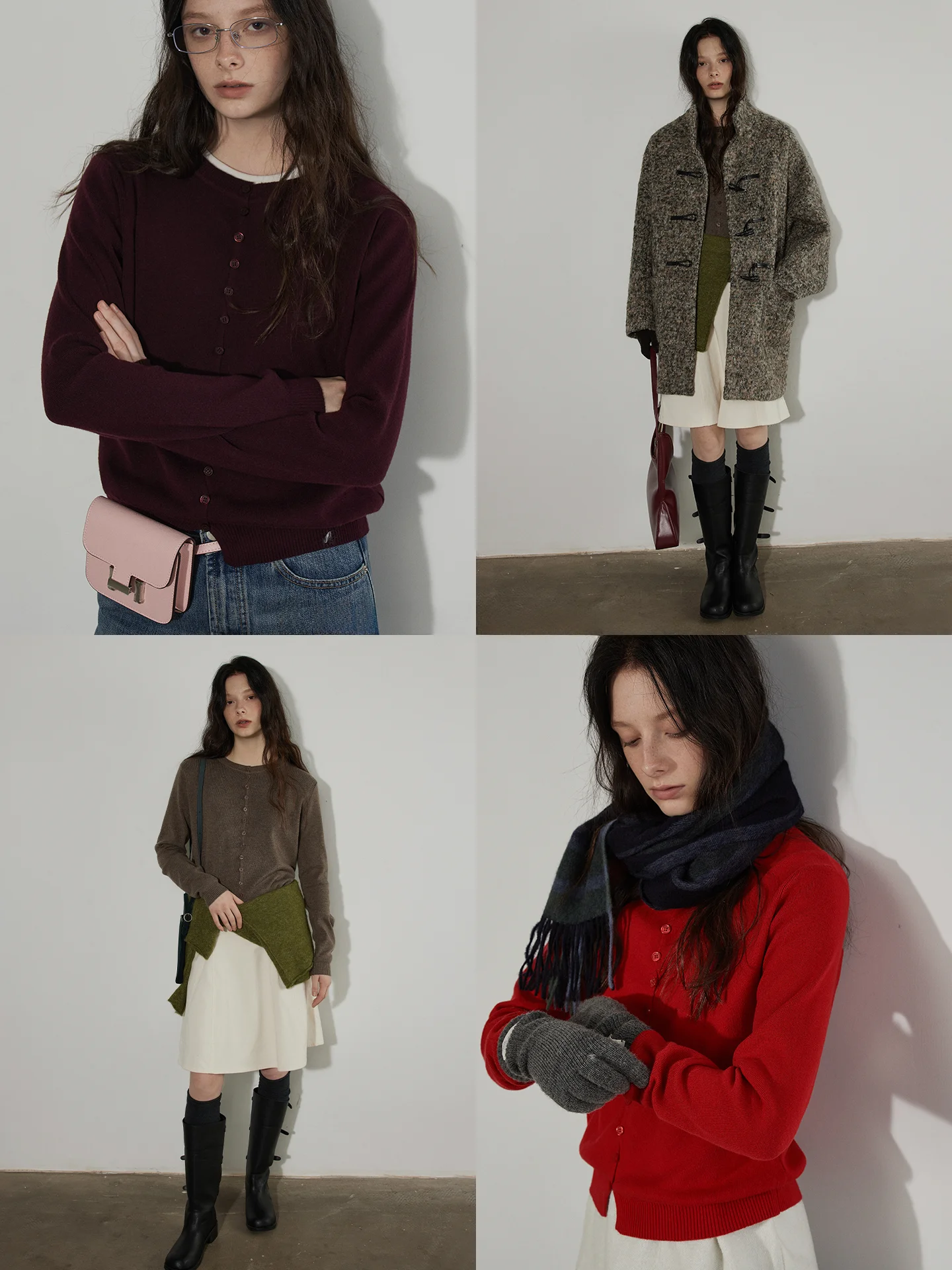 

Lofi Choose Women's Knitted Open Cardigan Classic Versatile Inner Wear Slimming Winter Faion Trendy Long Sve round Ne