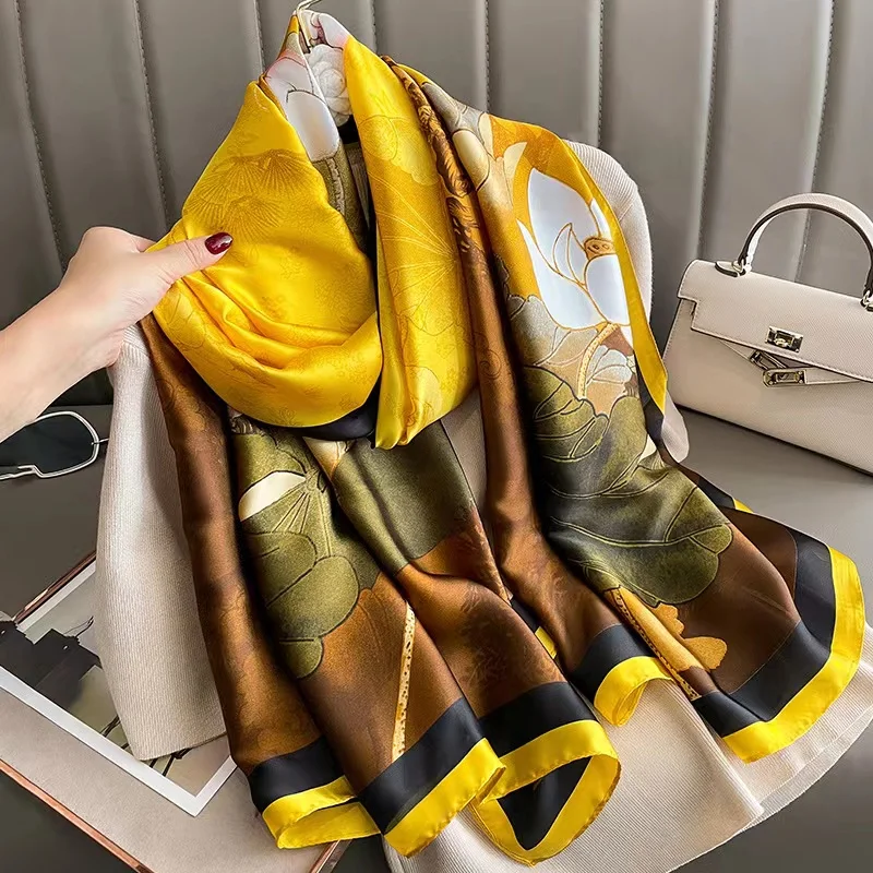 180X90CM Luxury Brand Fashion Summer Women Soft Silk Scarves Female Shawl Foulard Ladies Muffler Beach Wrap Bandanna Pareo beach