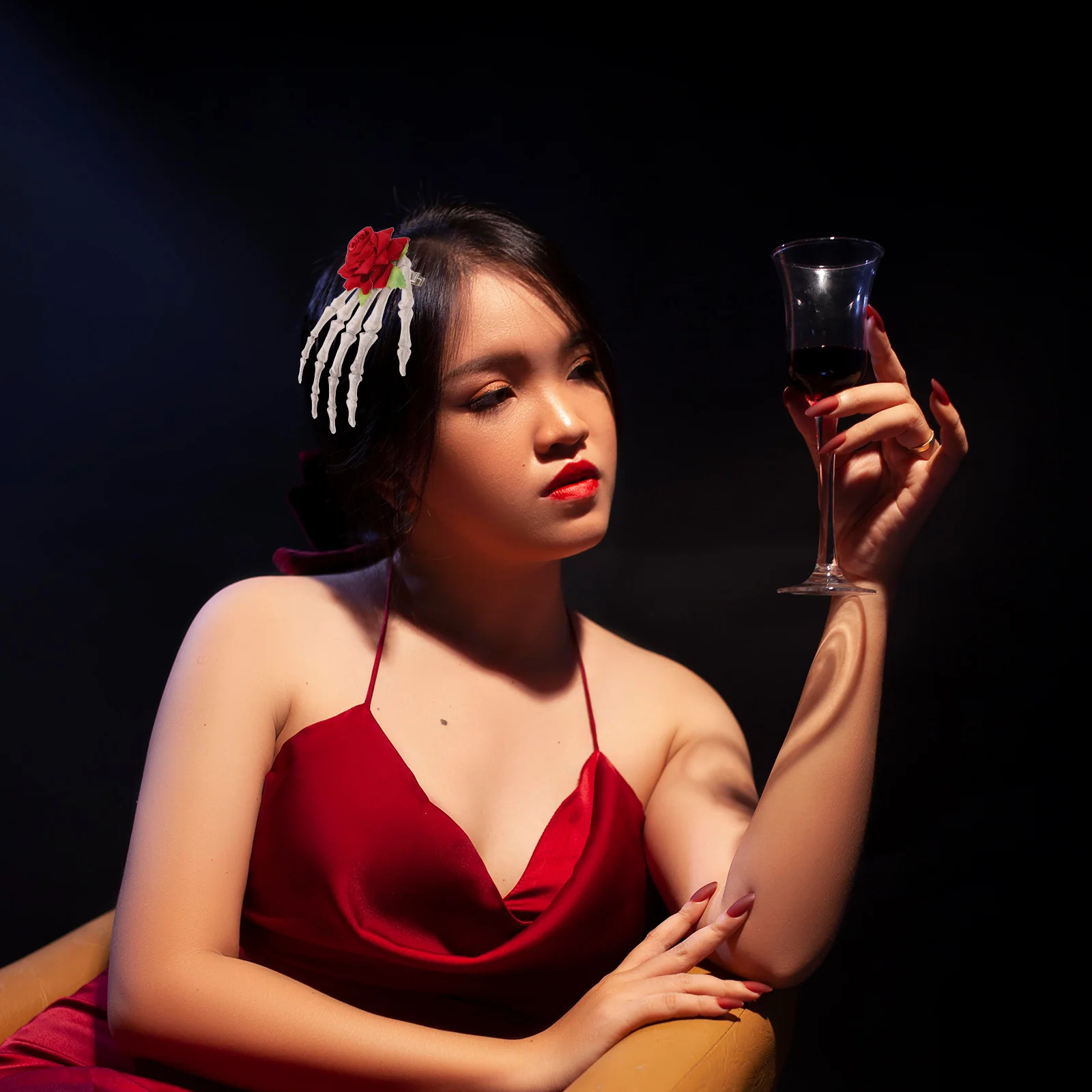 

Punk Claw Hairpin Rose Decor Halloween Party Festival Costume Accessory Eye-Catching Skull Hair Clip For Clothes Decor