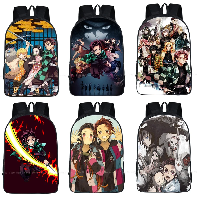 Children Backpack Japan Anime Demon Slayer Kimetsu No Yaiba Boys Girls Schoolbag Kamado Tanjirou Nezuko Cosplay Laptop Backpack