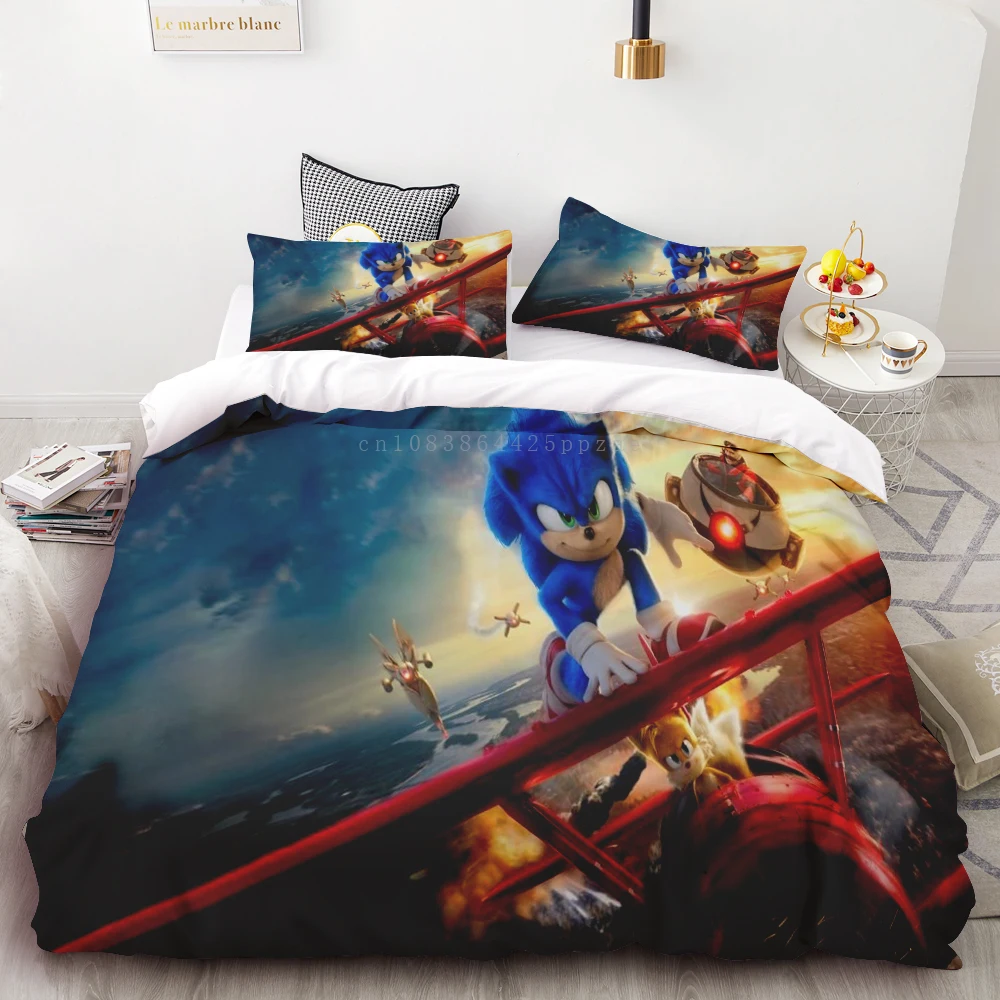 3pc Duvet Cover Sonic Boy 3D Digital Printing Pattern Comforter Set Soft Home Textile 100% Polyester King Size Teen Gift