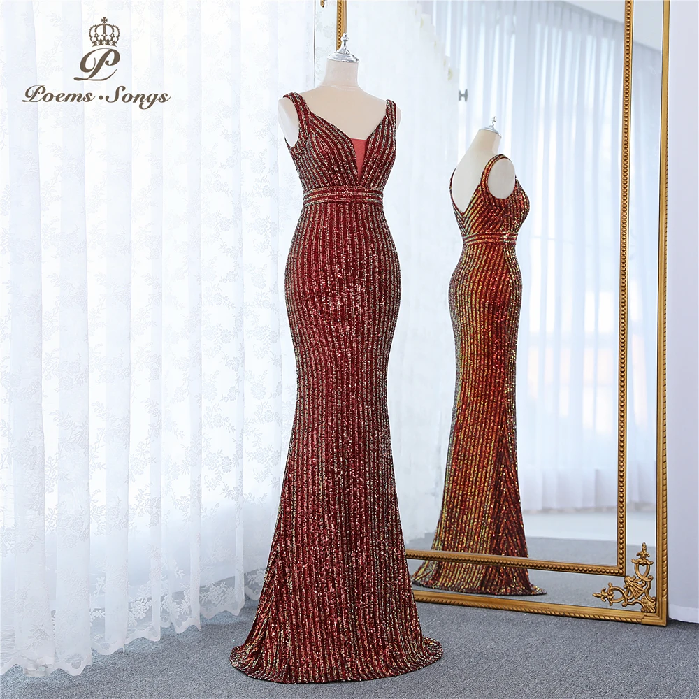 Elegant burgundy Mermaid evening dresses vestidos formales vestidos de fiesta robe de soiree de mariage prom dresses party dress