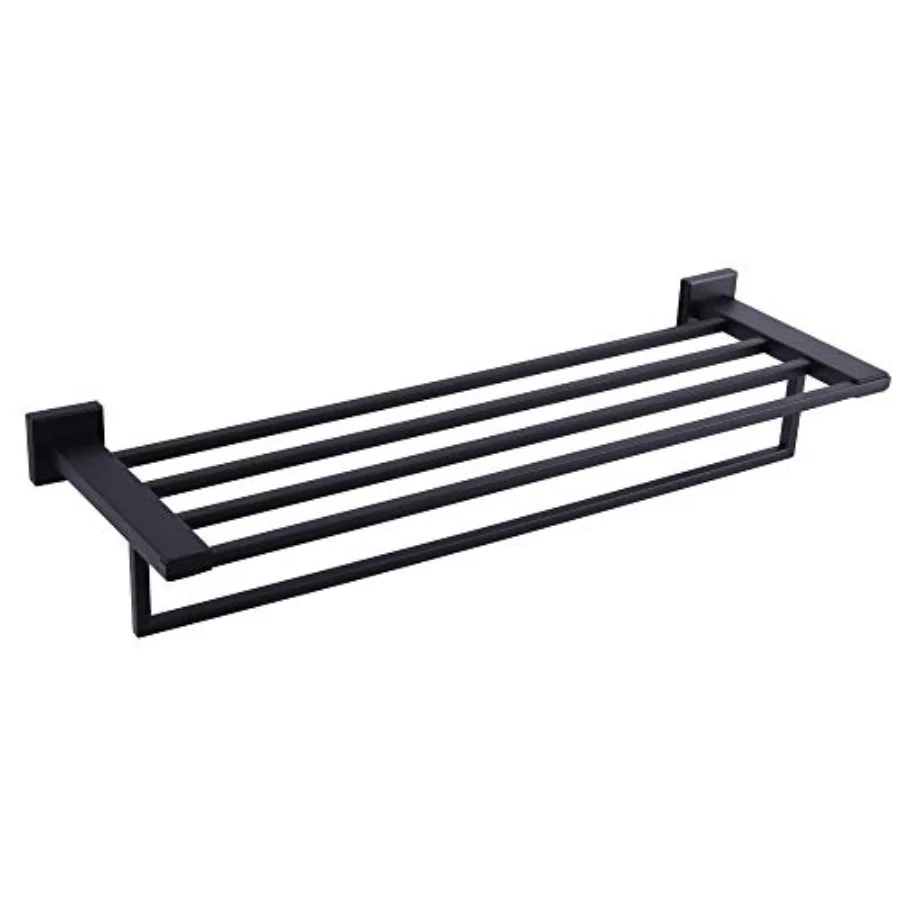 

Towel Shelf with Towel Bar Rack Organizer for Bathroom 24-Inch SUS 304 Stainless Steel Modern Wall Mount Matte AG1502B-BK
