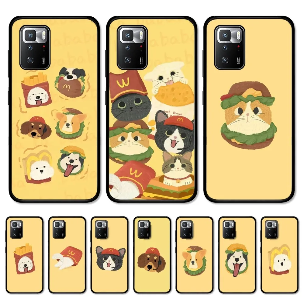 Hamburger Cute Animal Phone Case For Redmi Note 4 X 5 A 6 7 8 T 9 9S 10 11 11S 11Epro Poco M3 pro