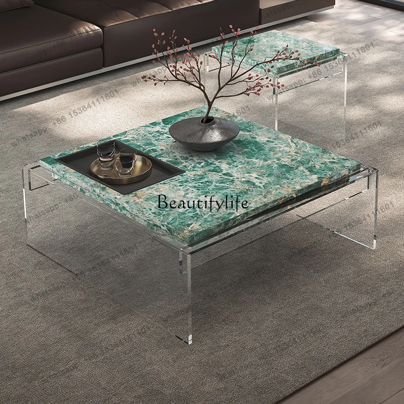 D25Living room household Italian minimalist light luxury high-end creative suspended coffee table