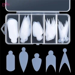 New 60Pcs Soft Silicone Inserts for Dual Forms Nails Reusable French Tip Stickers Formas Nail Molds Silicone Pads Manicure Tools