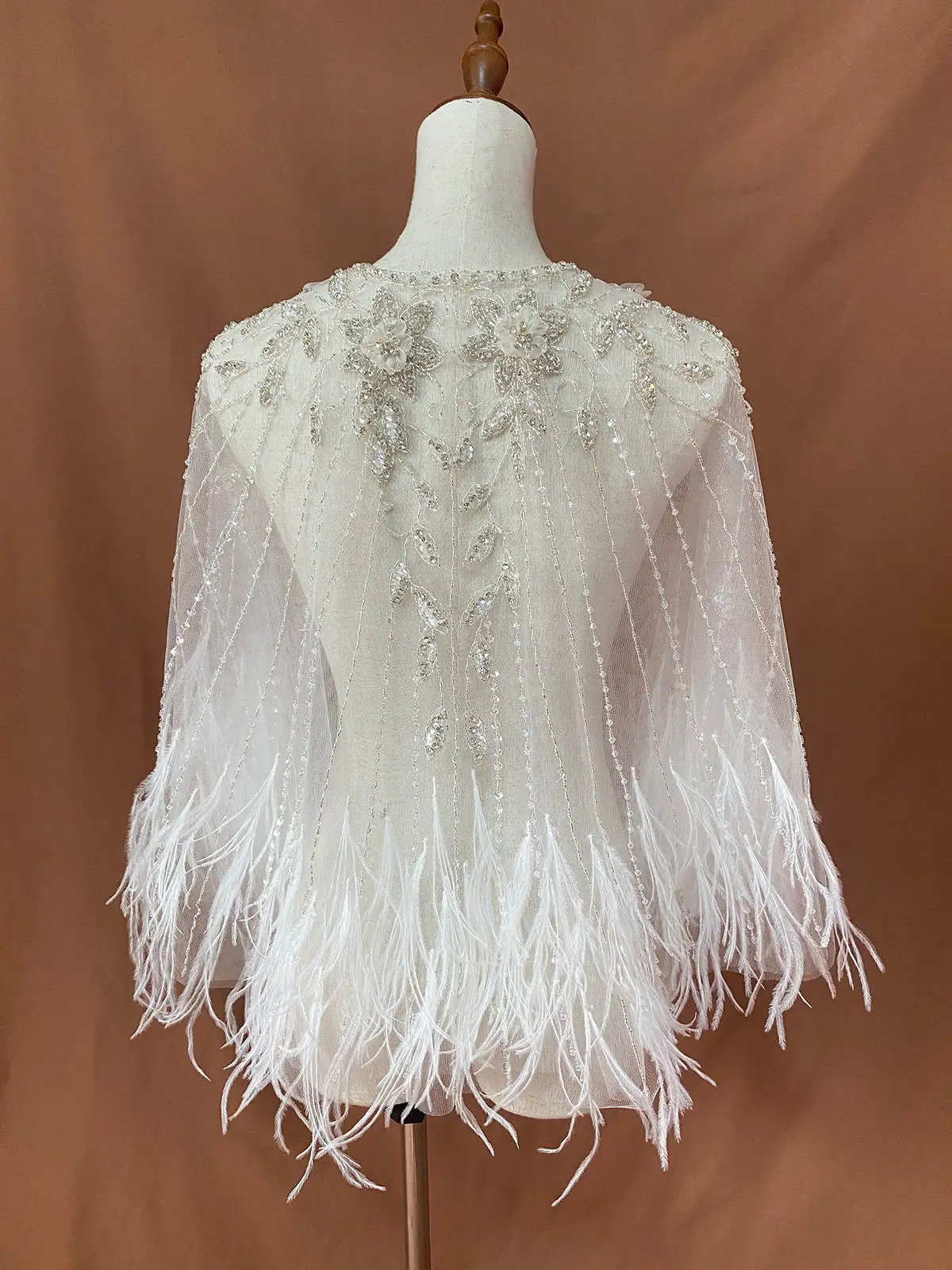 New Arrival Wedding Shawl Bridal Bolero Feather Long Sleeve Bridal Wedding Shawl Bride Coat Wedding Accessories Custom Made