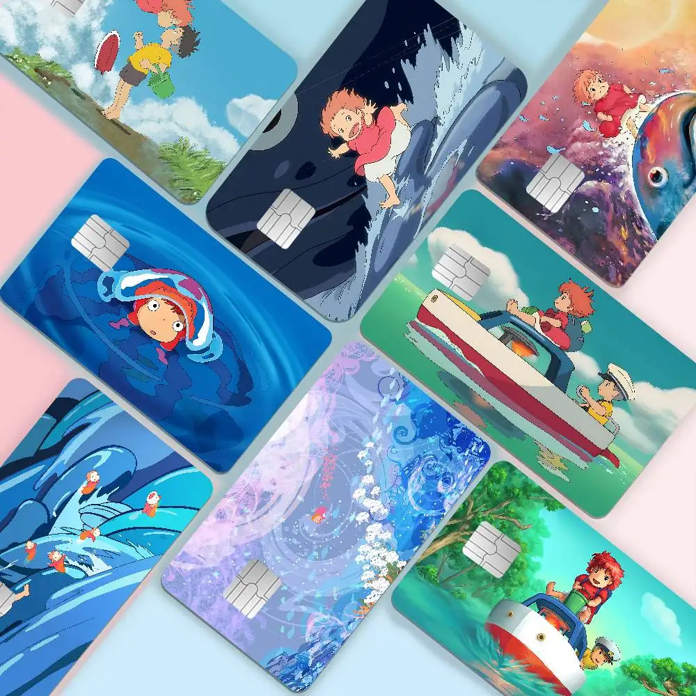 Cartoon P-Ponyo Diy Credit Debit Card Sticker Party Sticker Decoration Waterproof Small Chip Card Skin Sticker