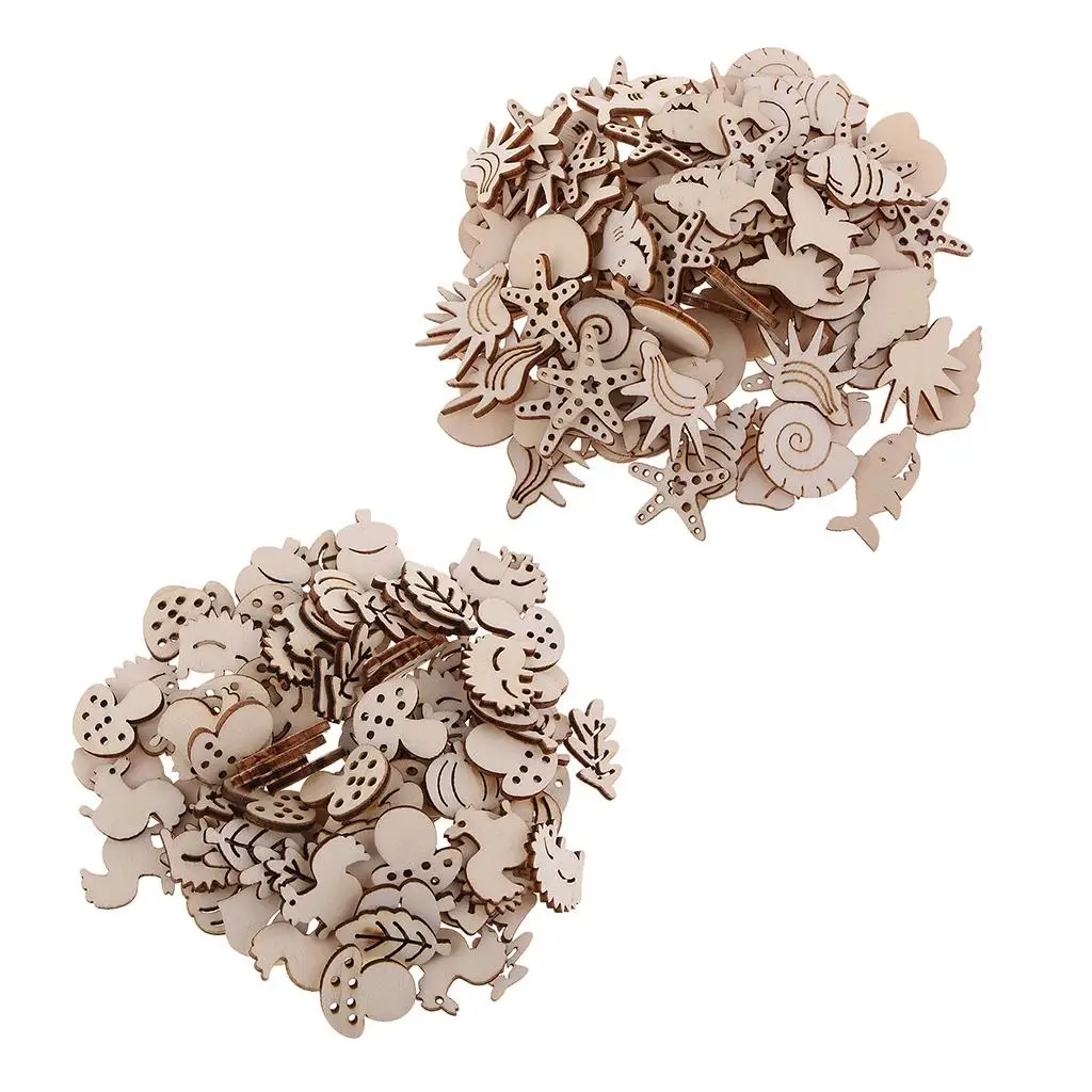 Wooden Embellishments Natural Shapes DIY Scrapbooking Arts Wood Blocks for Ceremony Decoration Craft Projects