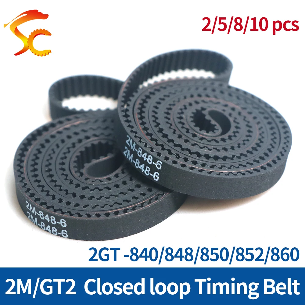 Rubber Timing Belt Closed loop belt GT2 840/848/850/852/860mm Width 6/9/10/15mm 3D printers Belts