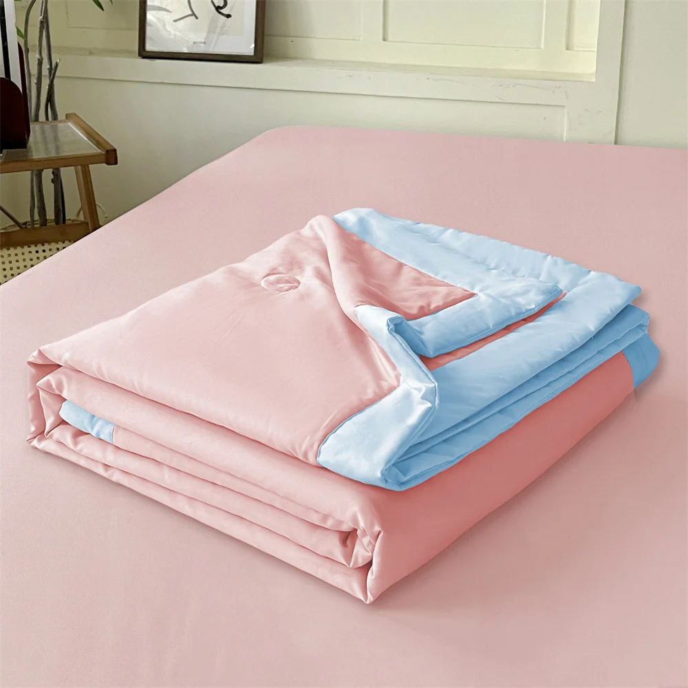 Cooling Blanket for Bed Silky Air Condition Comforter Lightweight Cooled Summer Quilt with Double Side Cold & Cooling Fabric