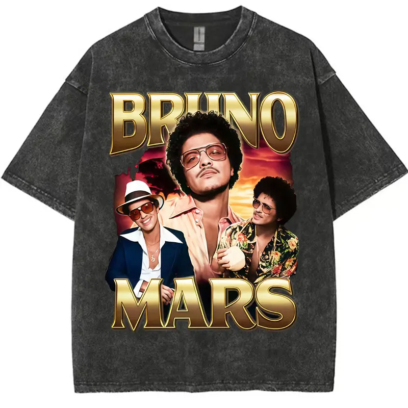 

Футболка унисекс в стиле Y2K с эффектом потертости, с принтом «Сингер Брюно Марс», оверсайз, с коротким рукавом, повседневная, из хлопка, хит продаж