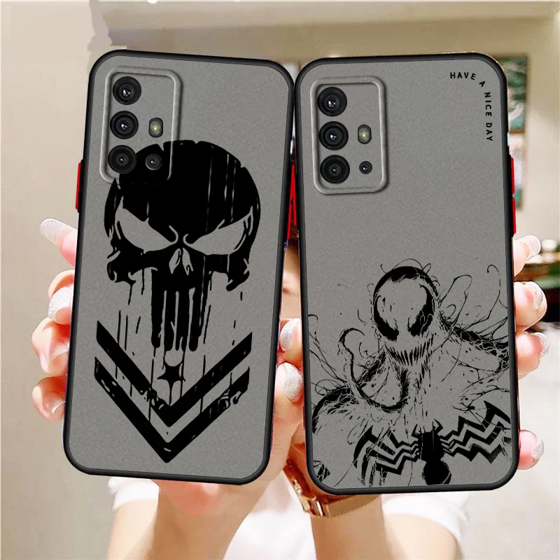 Luxury Marvel Punisher Venom Frosted Translucent For Samsung Note 20 A35 A03 A54 A31 A22 A34 A14 A24 A04 A55 5G Soft Phone Case