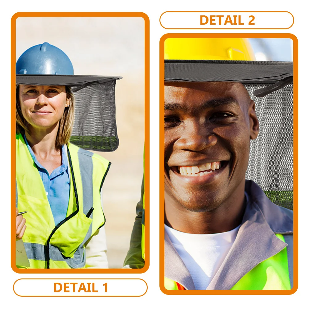 2 قطعة قبعة صلبة واسعة الحواف للرقبة يغطي تنفس البوليستر الشمس قناع البناء في الهواء الطلق العمل البستنة التبريد واقية #1
