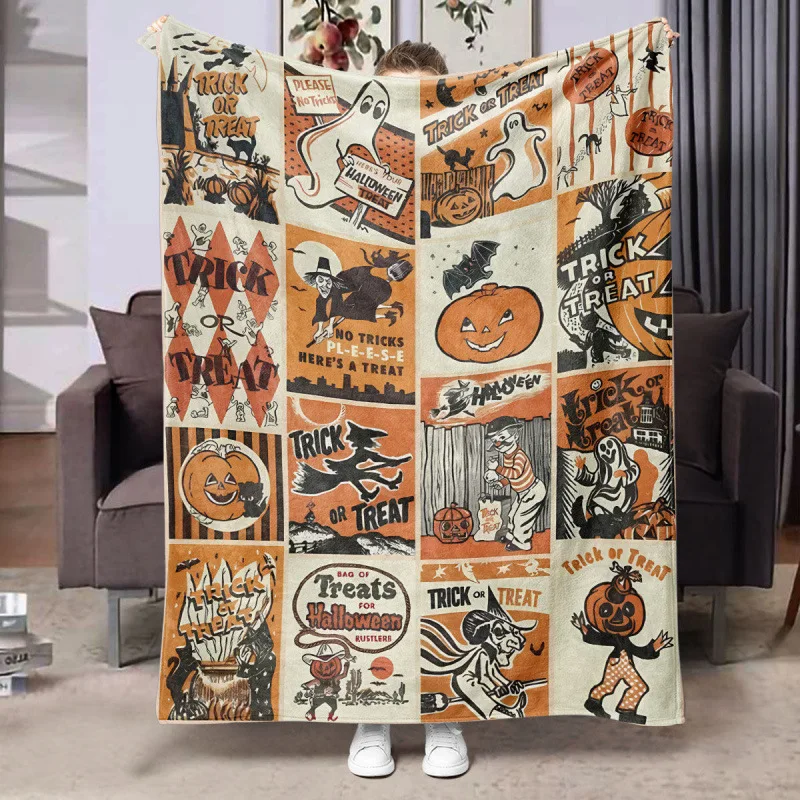 Trick or Treat Halloween Universal Blanket Comfortable and Soft Digital Printed Casual Flannel Blankets Decorative Blankets