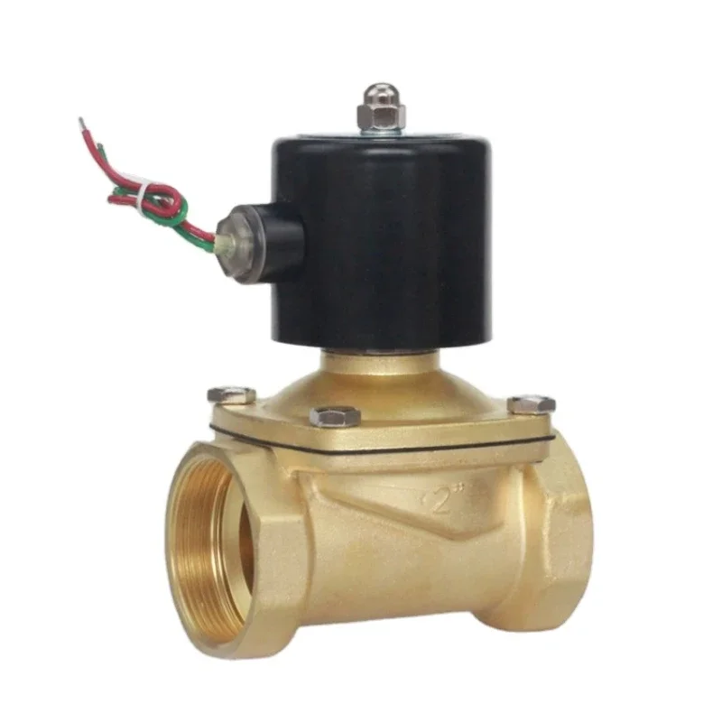 

DN50 2 inch 2W-500-50 Normally Closed brass AC220V DC12V DC24V 2 way Solenoid ball Valve for water oils air