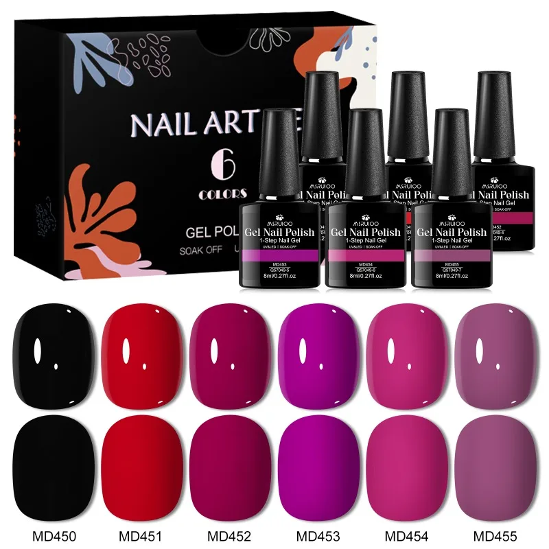 Esmalte de uñas de Gel de 1 paso, 6 uds., 8ml, sin necesidad de Base, capa superior de secado rápido, barniz semipermanente UV/LED de secado rápido, manicura artística DIY