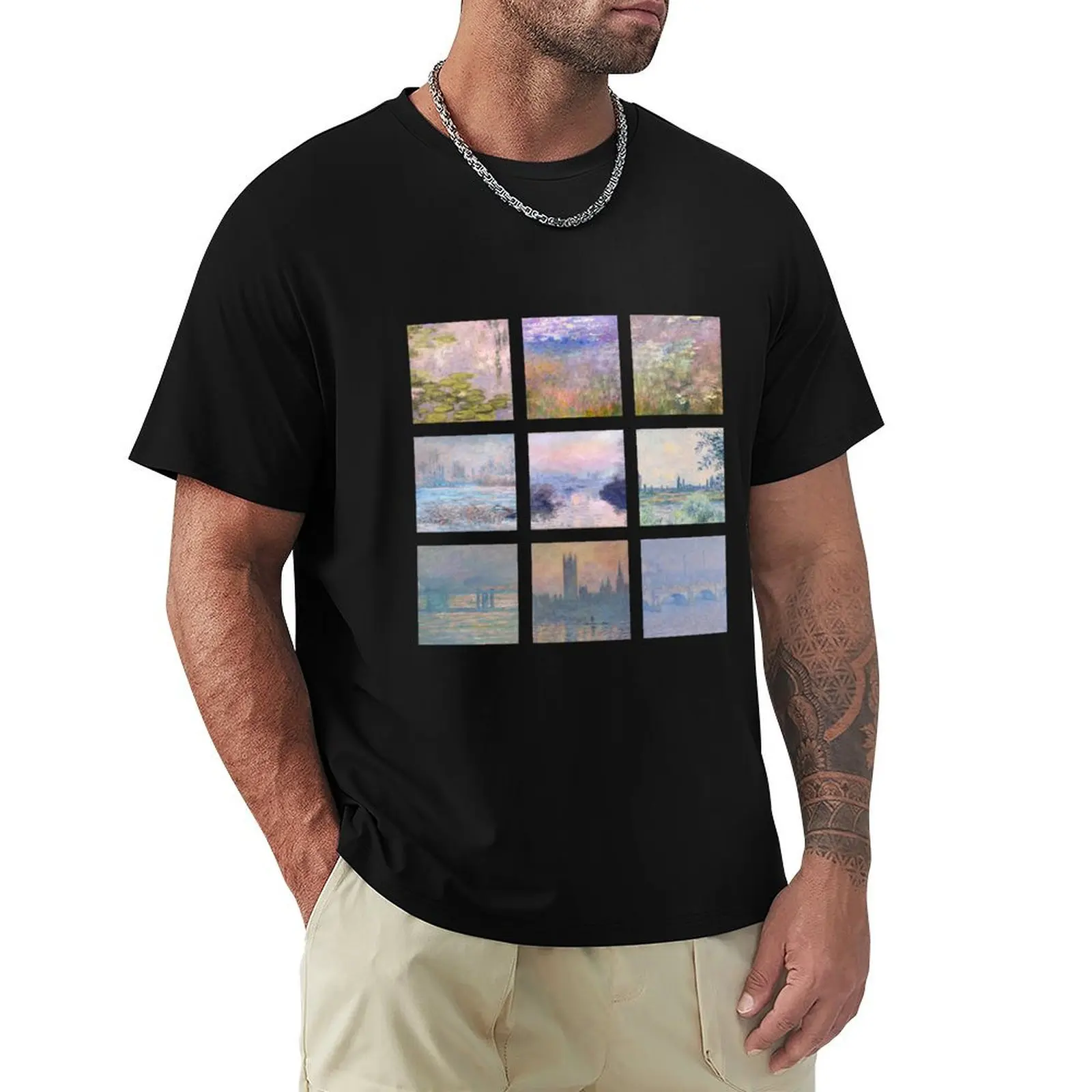 soft monet collage T-Shirt Long Lasting Casual T-Shirt