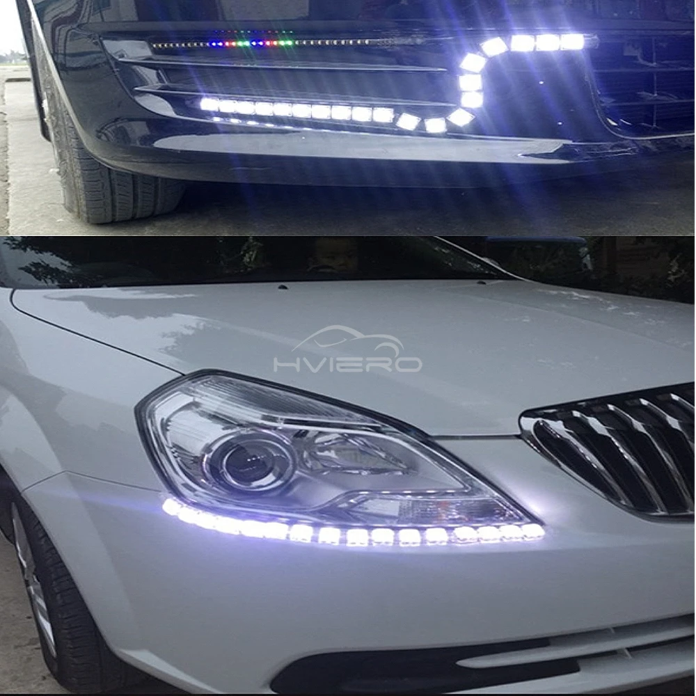 1pcs 10/12/16Led Car Daytime Running Light Turn Signal Led Lens Waterproof DRL Daylight White DC 12V HeadLamp Parking Fog Lamp