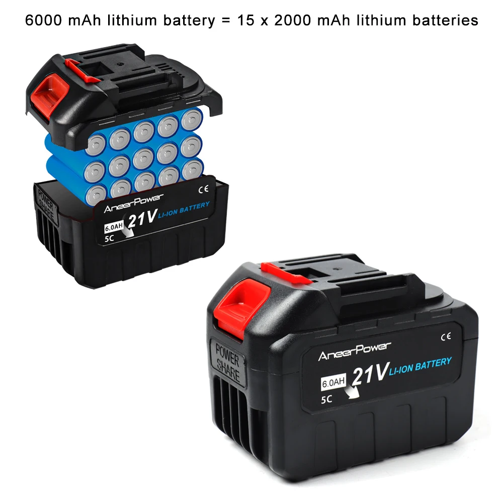 4000/6000mAh Lithium Battery High Quality 21V Rechargeable 5C/10C Power Battery For Makita Tools CE Certification