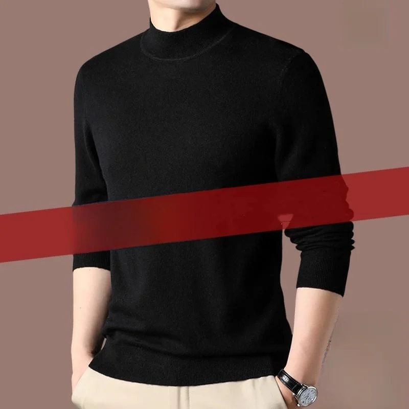 

100% Чистый шерстяной мужской вязаный свитер с высоким воротником, утолщенный, машинная стирка, осенне-зимний, теплый, мягкий, цветной, с подкладкой.