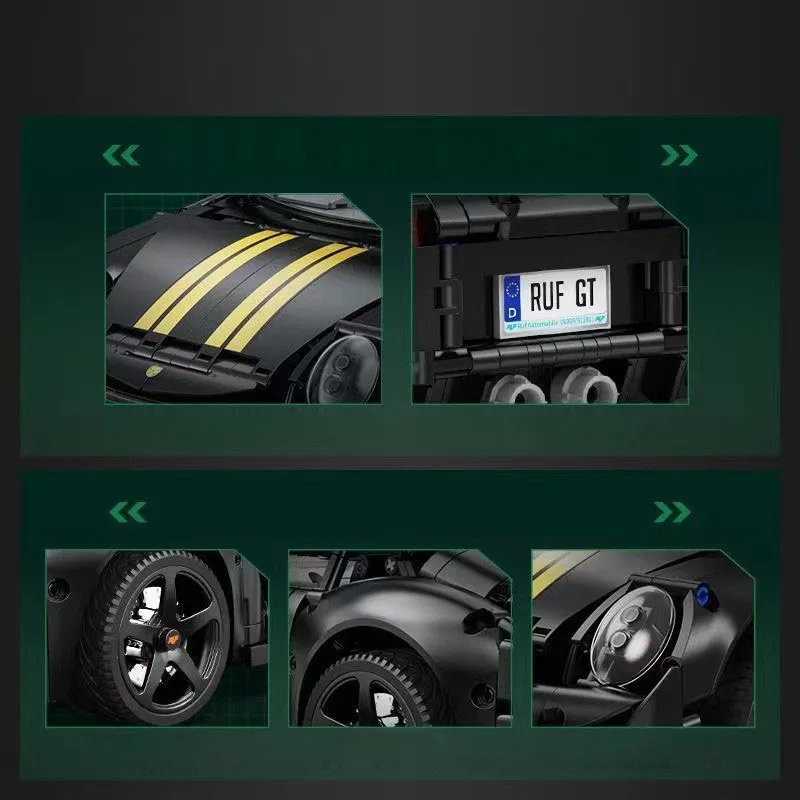 Bloco de construção de carro super esportivo técnico escala 1:10 modelo 2019 ruf gt alemanha veículo brinquedos supercar tijolo de construção para presente