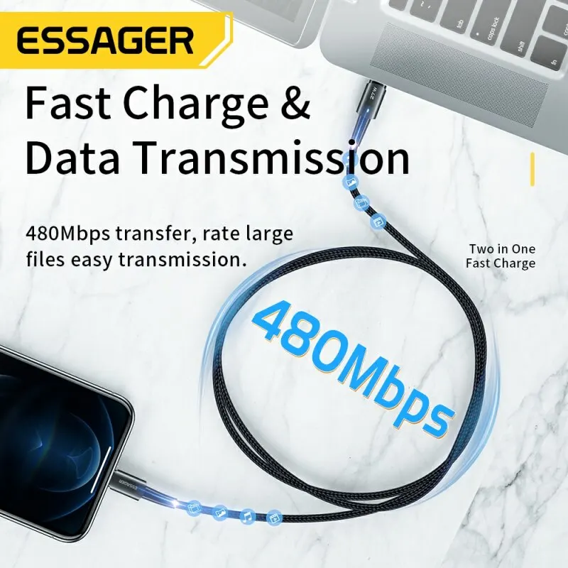 Essager Type C Cable For IPhone 11 12 13 Pro Max XS 20W Fast Charging Cable Type C To Lighting Date Wire For iPad Macbook