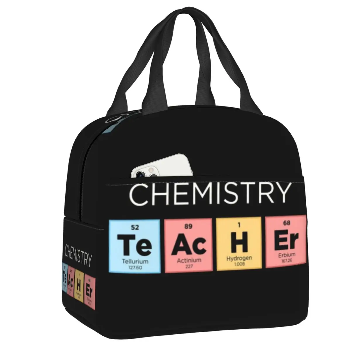 Chemistry Teacher Periodic Table Insulated Lunch Tote Bag for Kid Science Lab Tech Portable Thermal Cooler Food Lunch Box School