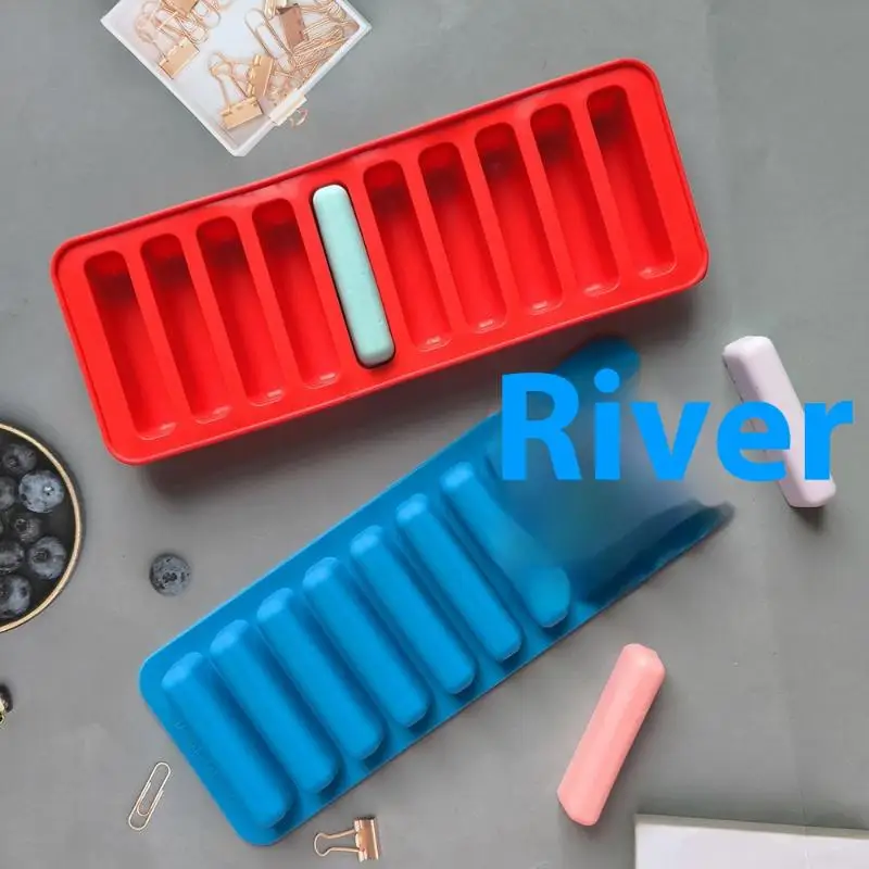 Silicone Long Strip Ice Cube Mold Non-Stick For Chocolate Jelly Biscuit DIY Baking Ice Cream Bar Tray Kitchen Tool 10 Grids