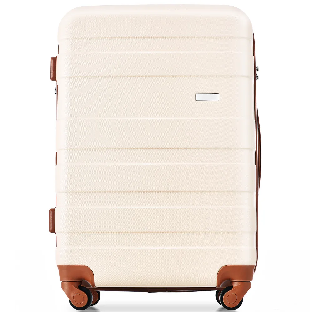 3Pcs ABS Hardshell Luggage Sets 20/24/28 Inch, Lightweight Durable Spinner Wheel Suitcases with TSA Lock, Ivory & Brown New Model Hard Side Travel Luggage for Travel Trip Clearance Sale