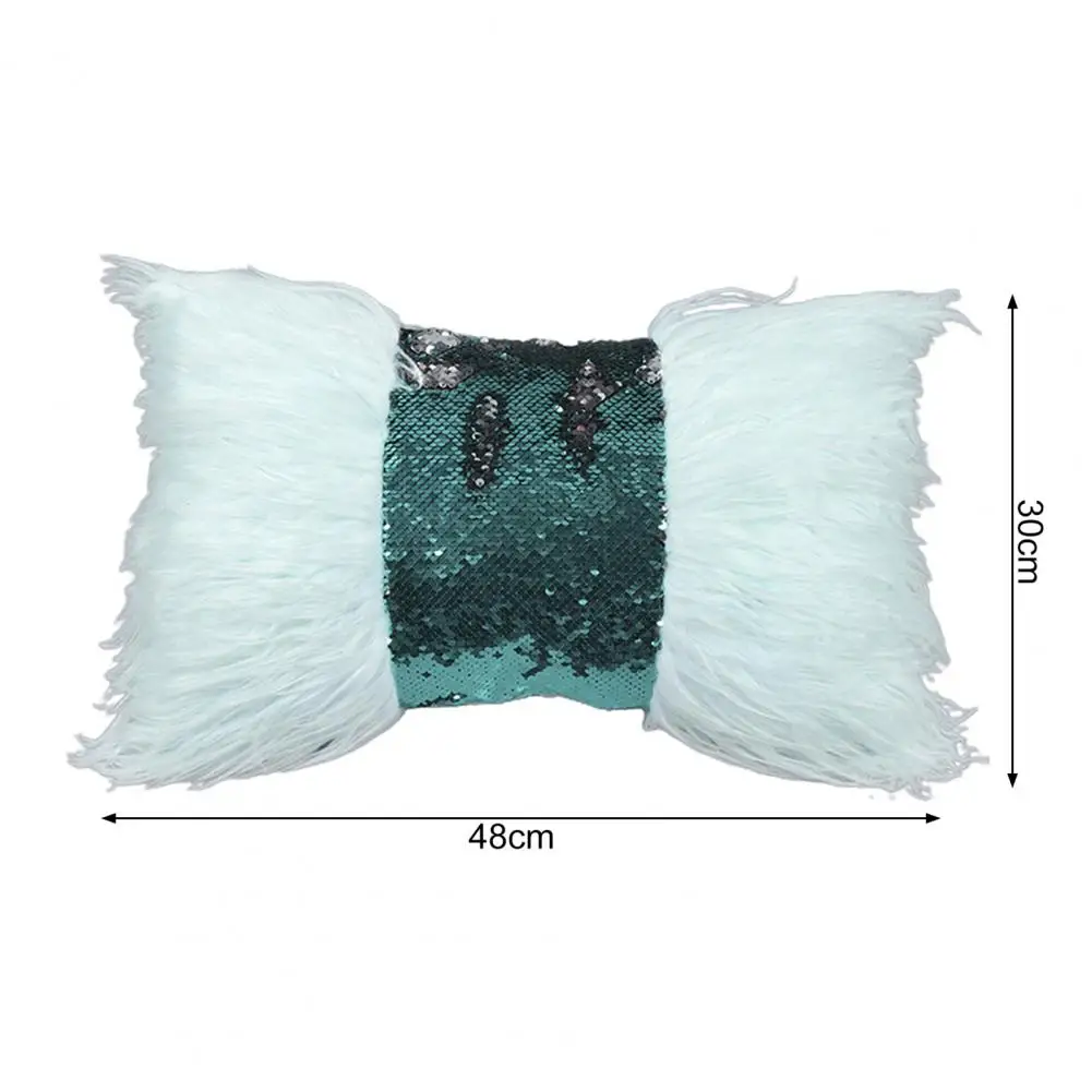 48*30cm Sequin Long Plush Splicing Throw Pillow Cover Decorative Pillow Case Living Room Couch Bed Pillowcase Living Room Decor
