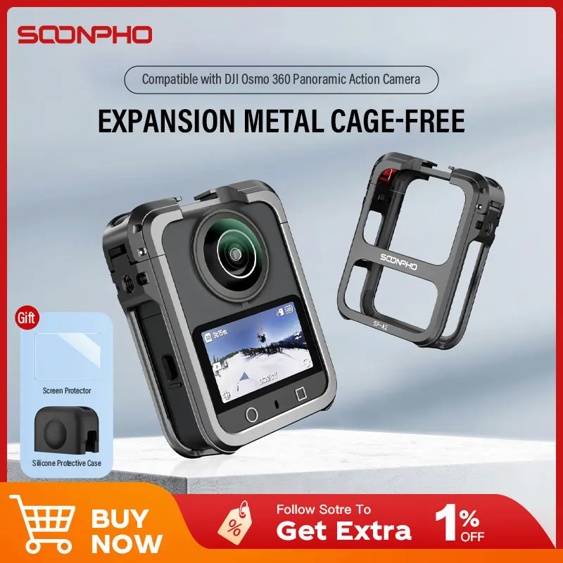 

For DJI Osmo 360 Camera Accessories Metal Rabbit Cage Aluminum Expansion Mount Bracket All-round Protection Frame With Film