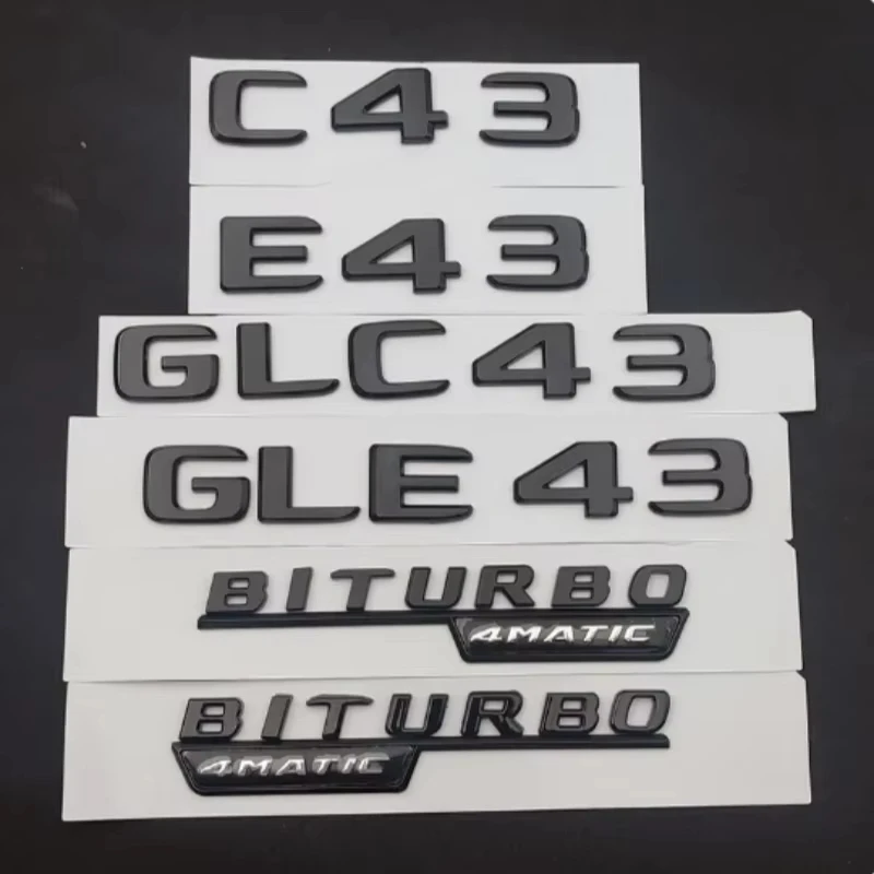 

3D ABS Car Badge BITURBO 4MATIC Emblem Rear Trunk Letters Logo For C43 W205 W204 E43 W213 W212 GLE43 X253 GLC43 W167 Accessories