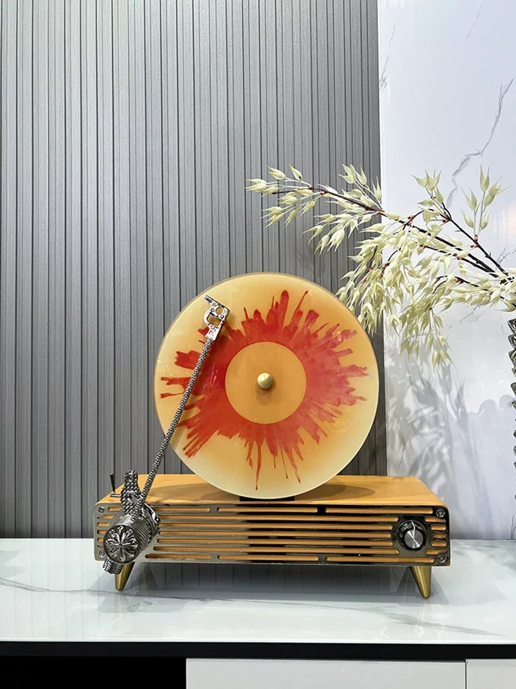 

Colorful Retro Record Player Model Decoration,Living Room,Study,Entrance Hall,Desktop Metal Phonograph,Music Themed Ornament