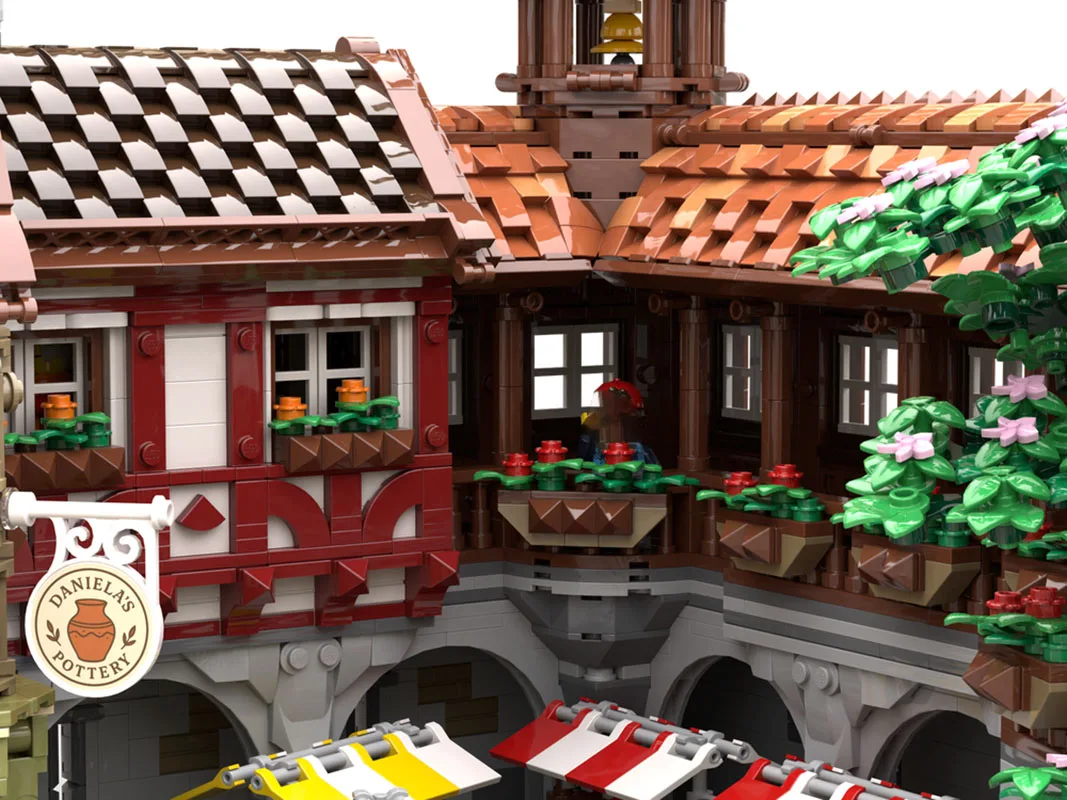 Neue MOC Bausteine Gebäude Modelle Mittelalterlichen Landwirtschaft Markt Modulare Bausteine kinder Spielzeug Geschenke DIYAssemblySet