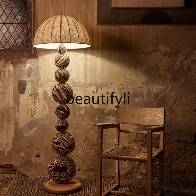 Simple, floor lamp next to the sofa in the living room, designer bedroom, study, medieval creative painted ball ornament lamp