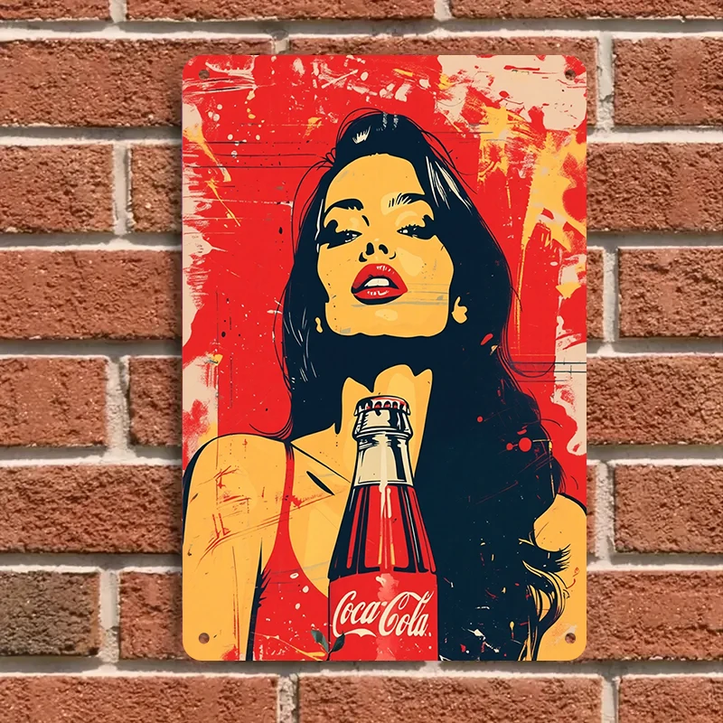 1 قطعة 2D شقة خمر كوكا كولا فتاة القصدير اللوحة الأمريكية البوب فن الديكور اللوحة بار مقهى جدار قلادة المعيشة المنزلي ro #6