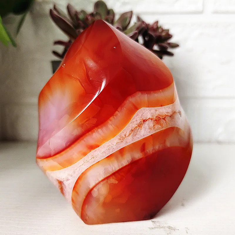 الحجر الطبيعي الأحمر العقيق لهب الكريستال Lce كريم الشعلة الروحية الطاقة الشفاء و فنغ شوي مكتب غرفة الديكور ميزون المنزل #6
