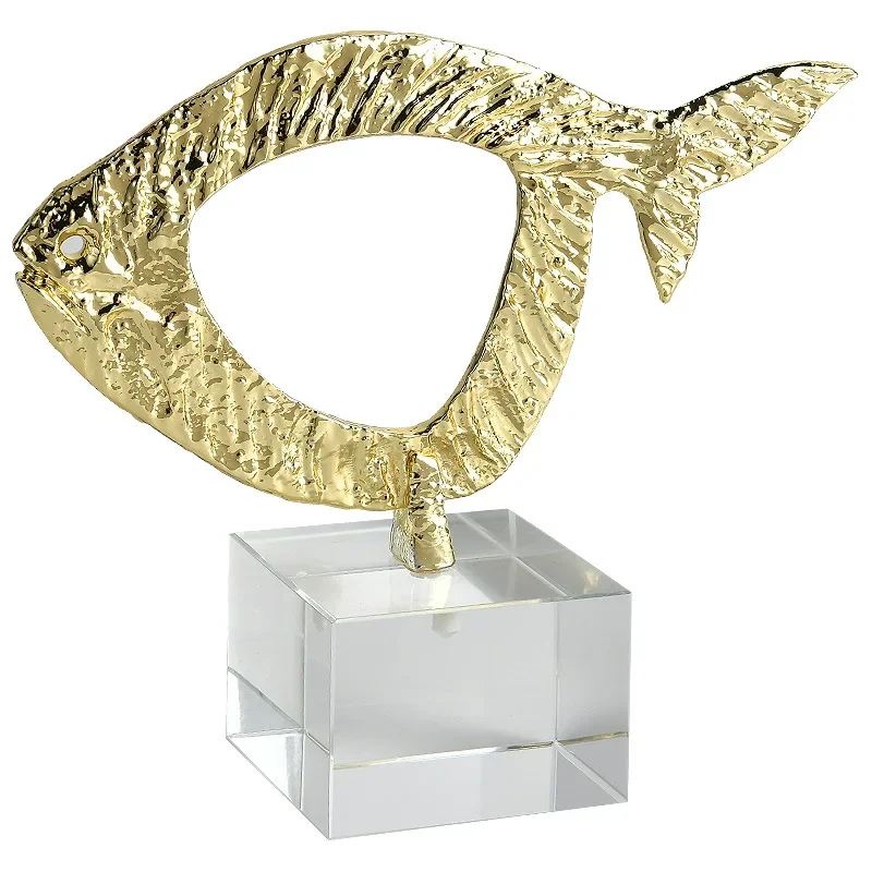 Metal creative fish ornament modern high-end living room TV cabinet wine cabinet light luxury high-end decoration housewarming