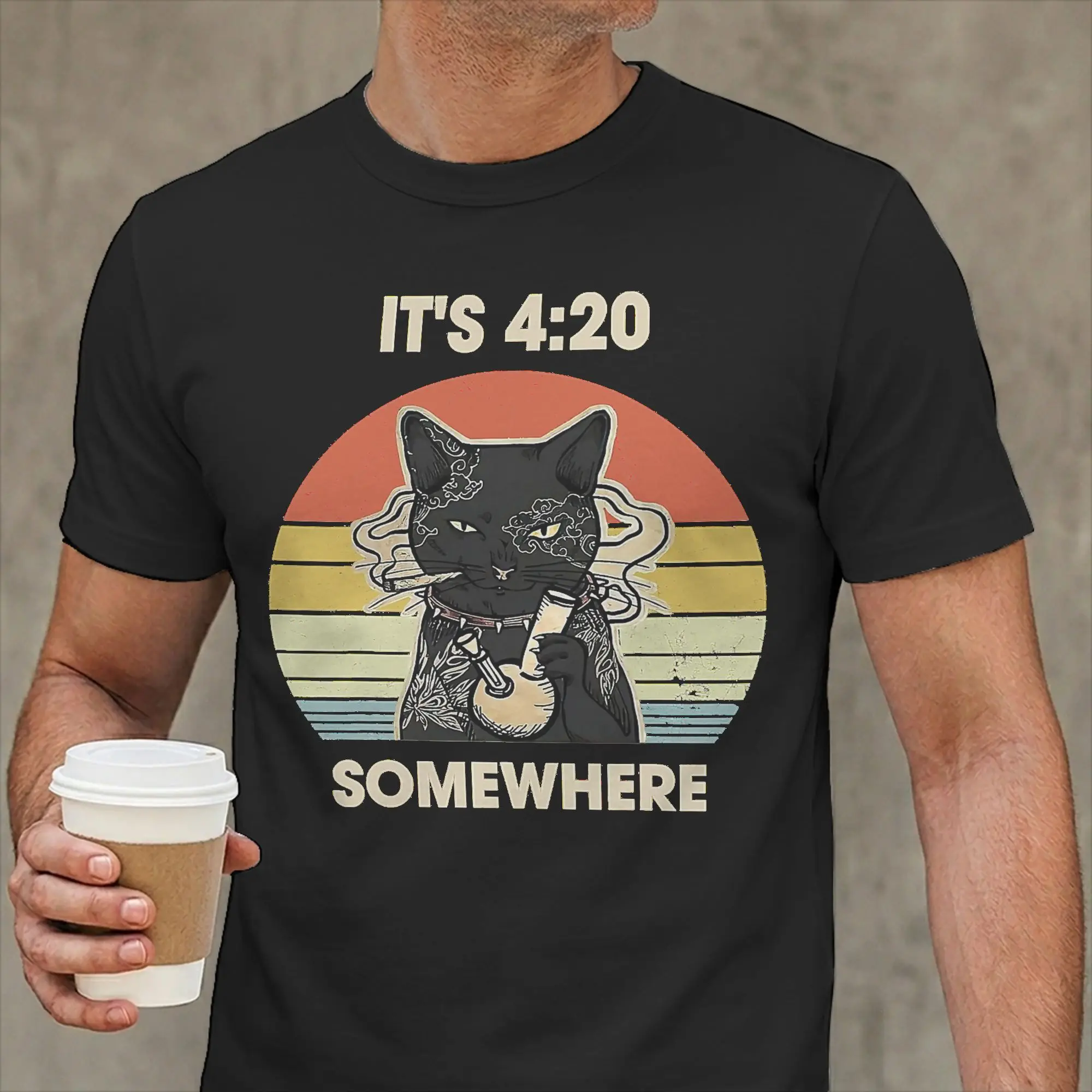 Get High With It's 420 Somewhere Weed Men's T Shirts  Novelty Tees Short Sleeve O Neck T-Shirt Cotton Plus Size Tops